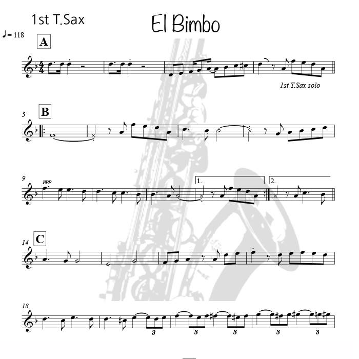 El Bimbo (엘 빔보) - 색소폰 앙상블 악보